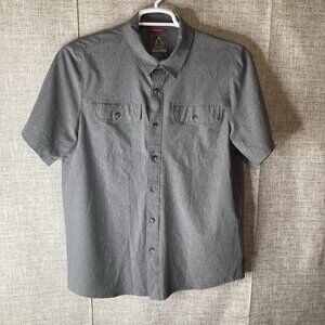 Gerry Men's Short Sleeve Comfort Fit Quick Dry Stretch Woven Shirt Gray Medium